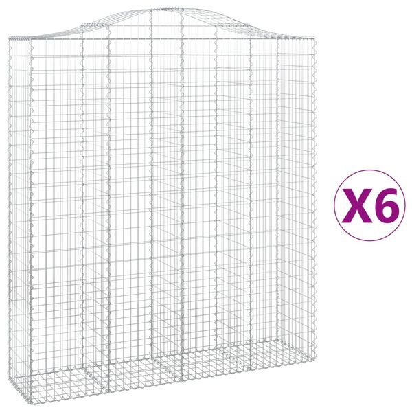 vidaXL kaarekujulised gabioonkorvid 6 tk, 200x50x220/240 cm, raud