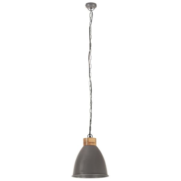 vidaXL t&ouml;&ouml;stuslik laelamp, hall, raud ja t&auml;ispuit, 35 cm, E27
