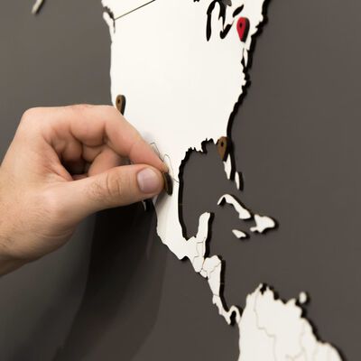 MiMi Innovations puidust seina maailmakaart, "Luxury" valge, 130x78 cm