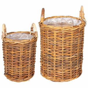 vidaXL Istutuskorv ladustamisega 2 tk Looduslik pruun Kubu rattan
