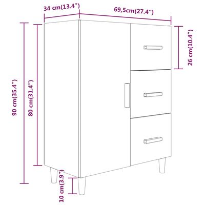 vidaXL puhvetkapp, betoonhall, 69,5 x 34 x 90 cm, tehispuit