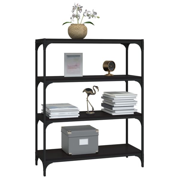 vidaXL raamatukapp, must, 80 x 33 x 100 cm, tehispuit ja teras