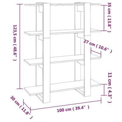 vidaXL raamaturiiul/ruumijagaja kõrgläikega valge 100x30x123,5 cm