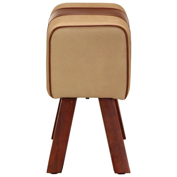 vidaXL trennipink 58 cm, pruun, ehtne nahk ja mangopuit