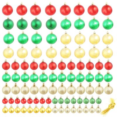 Jõulukuulid 100 tk, punane/kuldne/roheline