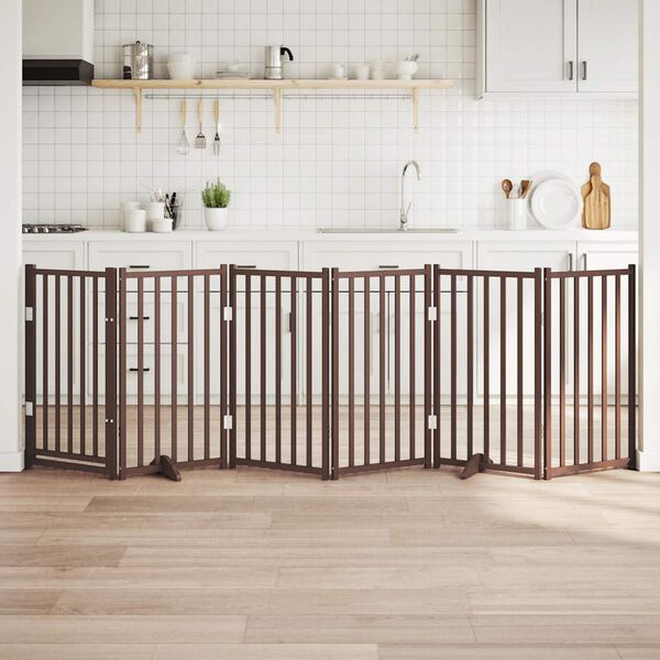 vidaXL kokkupandav koerav&auml;rav uksega, 6 paneeli, pruun tamm, 300 cm