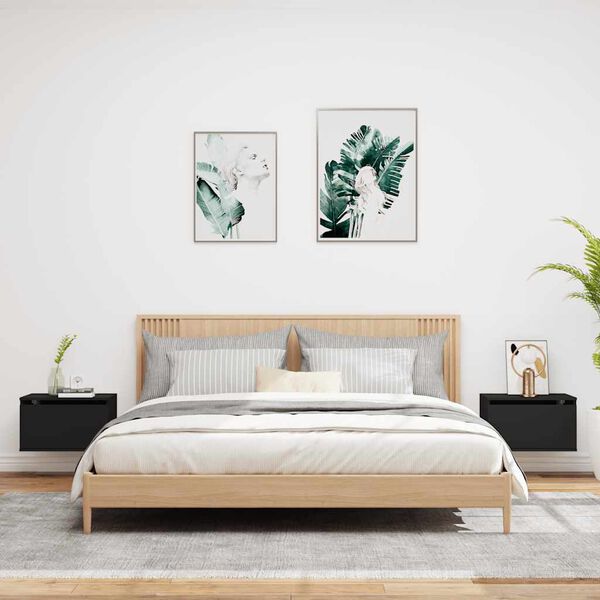 vidaXL seinale kinnitatavad öökapid LED-tuledega 2 tk, must