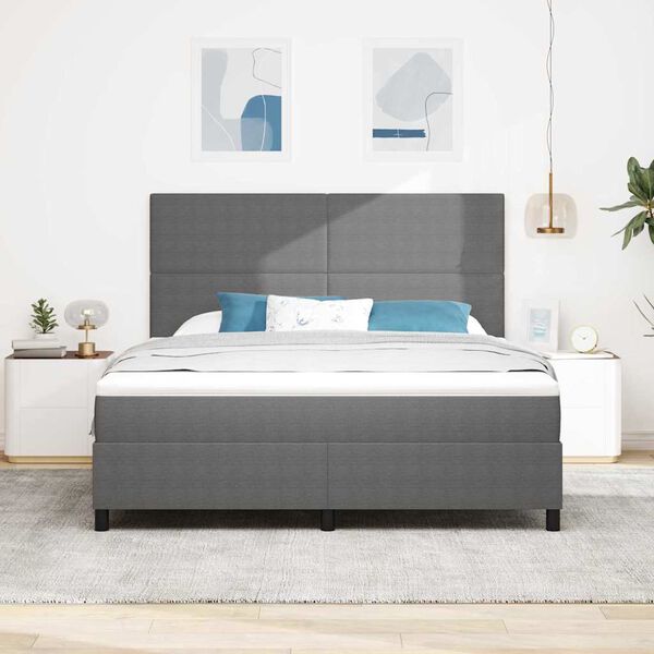 vidaXL LED Box Spring Voodi peaga Helehall ja valge 180 x 200 cm