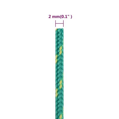 vidaXL paadiköis, roheline, 2 mm, 25 m, polüpropüleen