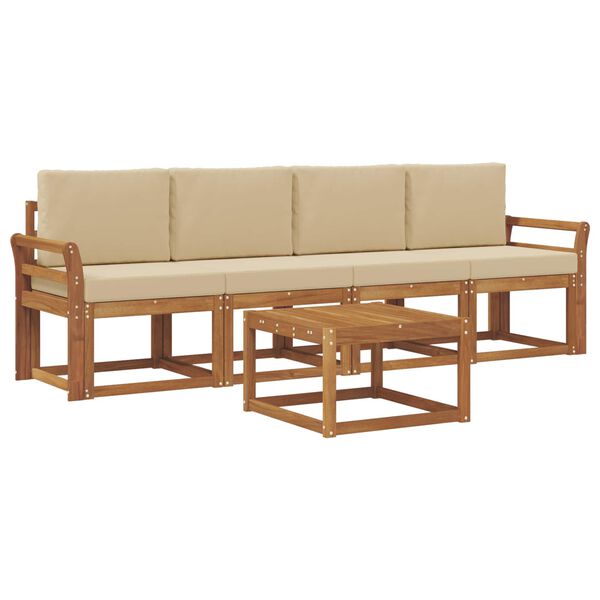 vidaXL V&auml;li diivanikomplekt 5 pcs Looduslik ja beež Tugev akatsiapuu