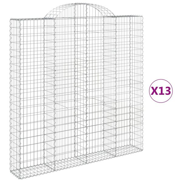 vidaXL kaarekujulised gabioonkorvid 13 tk, 200x30x200/220 cm, raud
