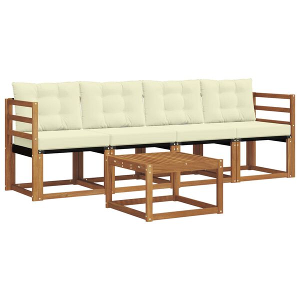 vidaXL V&auml;li diivanikomplekt padjaga 5 pcs Looduslik ja kreem