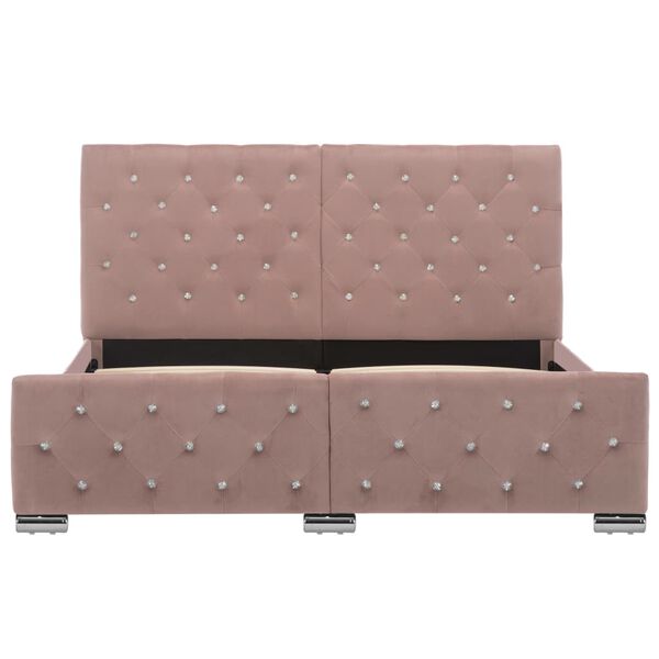 vidaXL voodiraam, roosa, samet, 140 x 200 cm