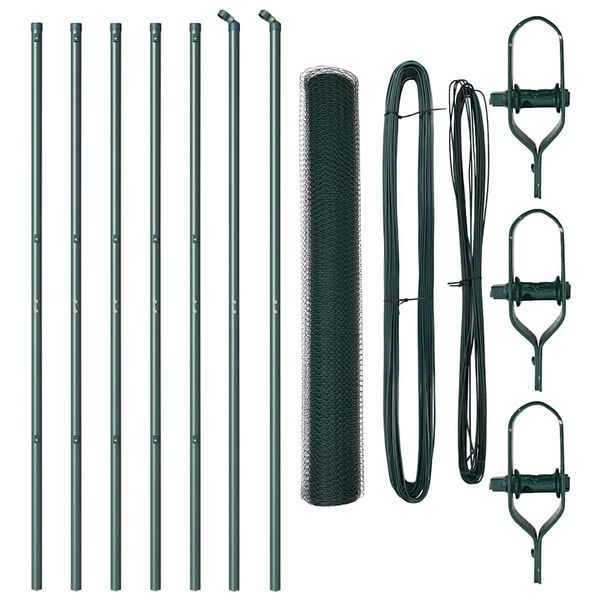 vidaXL Aed koos postidega Roheline 1.4 x 10 m PVC kaetud teras