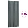 vidaXL katusepaneelid 36 tk, galvaniseeritud teras, hall, 80 x 36cm