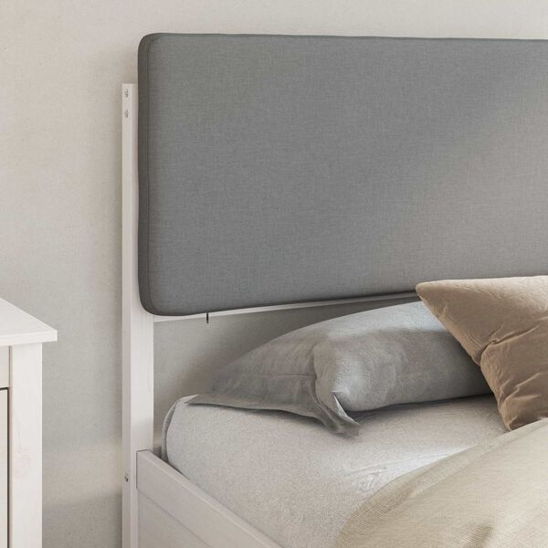 vidaXL Voodiraam Pehme Peatoega peaga Helehall 200 x 200 cm Tahke m&auml;nd