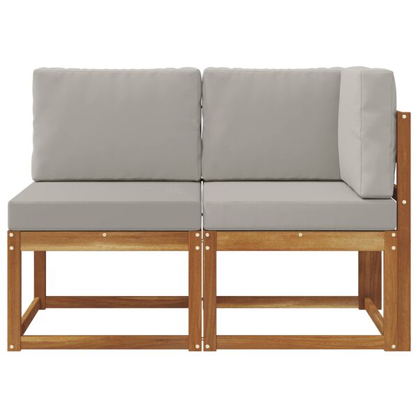 vidaXL Aed ja nurga diivan padjaga 2 T&uuml;kk Looduslik ja Hele Hall