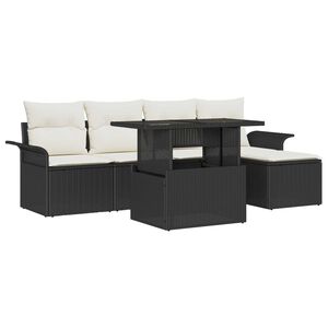 vidaXL Aia Diivanikomplekt padjaga 6 pcs Must Pol&uuml;rooster