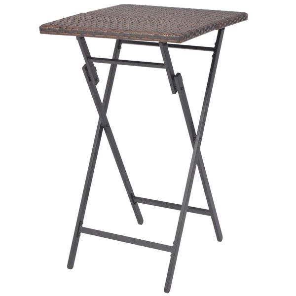 vidaXL 3-osaline kokkupandav bistrookomplekt, pol&uuml;rotang, pruun