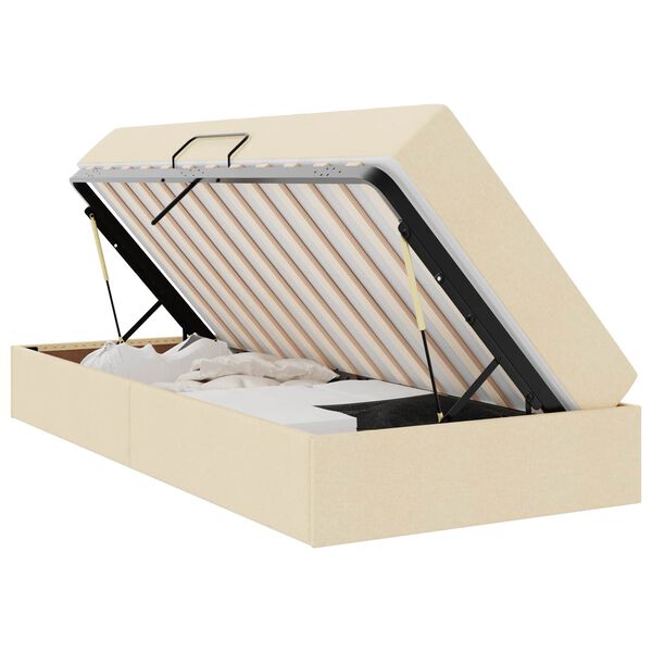 vidaXL Voodi hoiukohaga ja madratsiga cream 100 x 200 cm Pol&uuml;ester