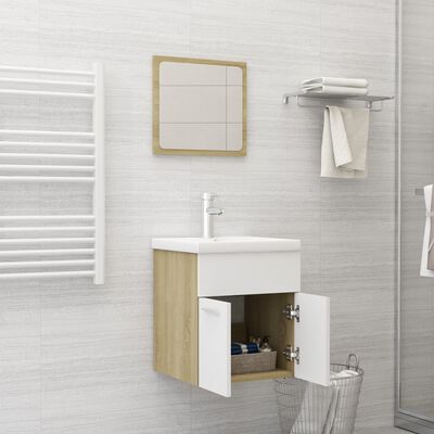 vidaXL 2-osaline vannitoamööbli komplekt, valge Sonoma, puitlaastplaat