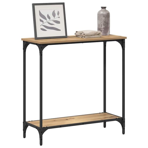 vidaXL Konsoollaud riiuliga käsitöötamm 75 x 30.5 x 75 cm Tehispuit