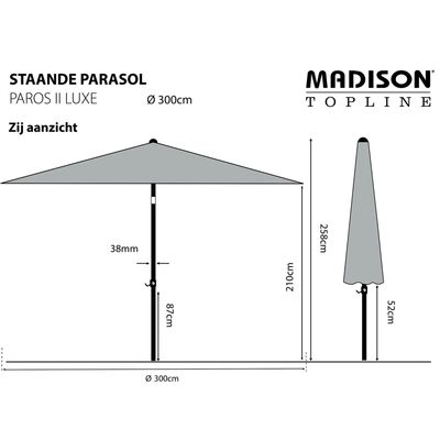 Madison päikesevari "Paros II Luxe", 300 cm, helebeež