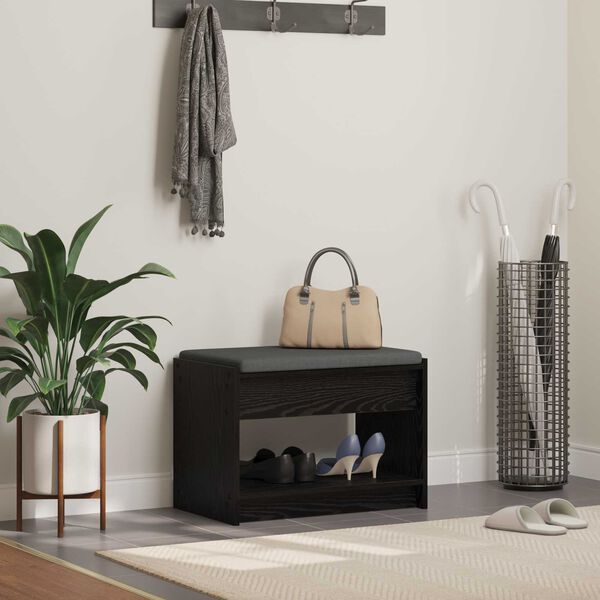 vidaXL Hallipink padjaga riiuliga Must Tamm 63 x 38 x 45 cm