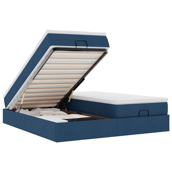 vidaXL Ottomani voodiraam madratsitega, sinise, 180x200cm, kangas