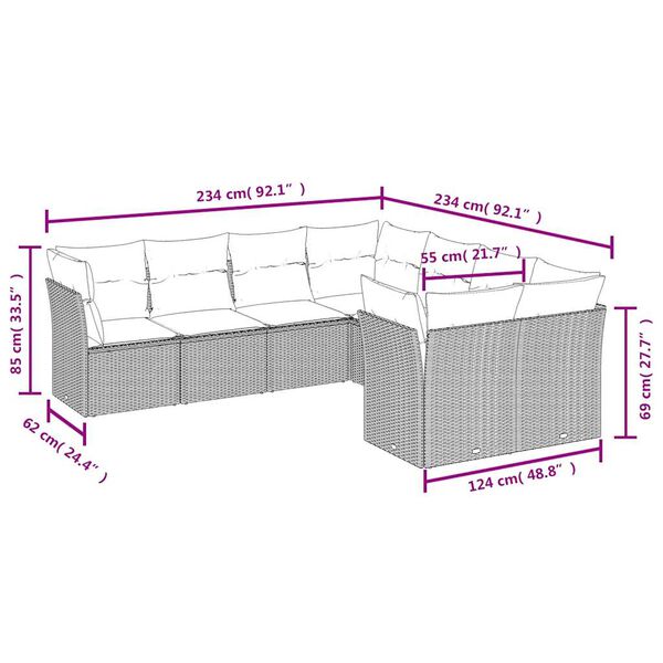 vidaXL 8-osaline aiadiivani komplekt patjadega, beež, pol&uuml;rotang