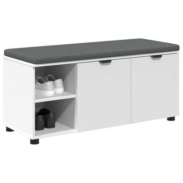 vidaXL Hallipink padjaga riiuliga ladustamisega Valge 100 x 38 x 46 cm