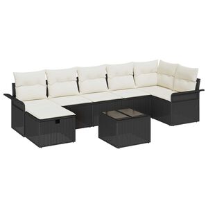 vidaXL Aia Diivanikomplekt padjaga 8 pcs Must Pol&uuml;rooster