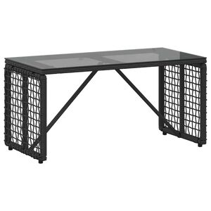 vidaXL V&auml;li Laua Must 80 x 40 x 40 cm PE Rattan ja Klaas