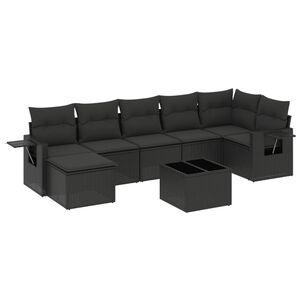 vidaXL 8-osaline aiadiivani komplekt patjadega, must, pol&uuml;rotang