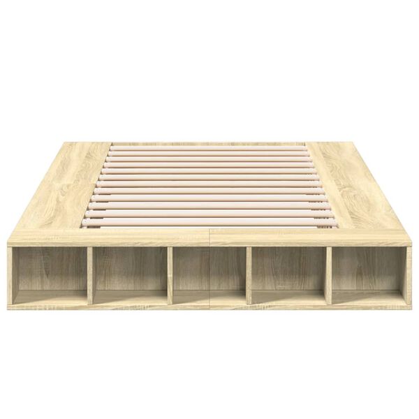 vidaXL voodiraam, Sonoma tamm, 140 x 190 cm, tehispuit