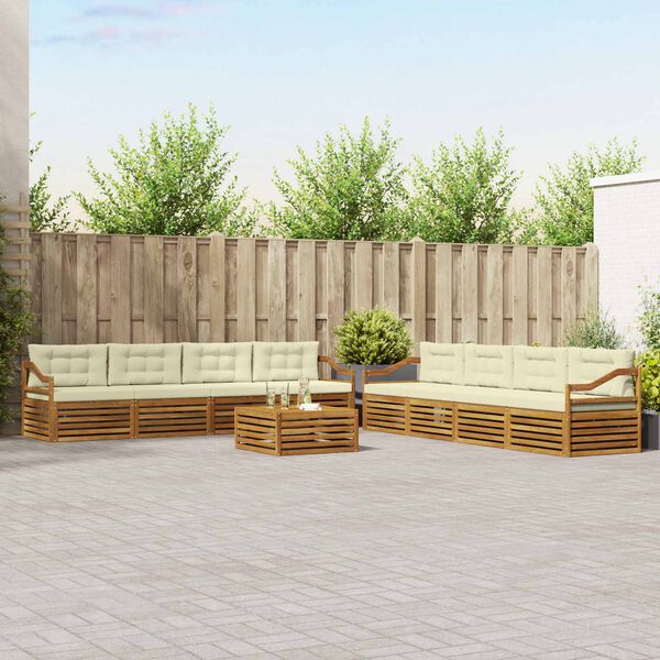 vidaXL V&auml;li diivanikomplekt padjaga 9 pcs Looduslik ja kreem