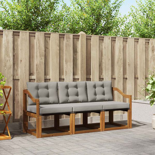 vidaXL V&auml;li diivanikomplekt padjaga 3 pcs Looduslik ja Hele Hall