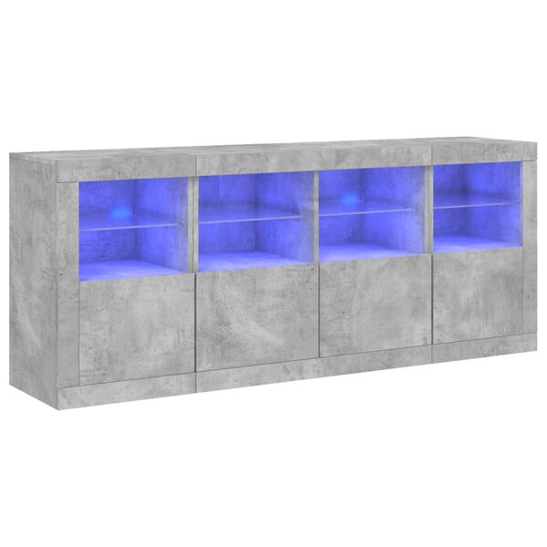vidaXL puhvetkapp LED-tulega, betoonhall, 163 x 37 x 67 cm