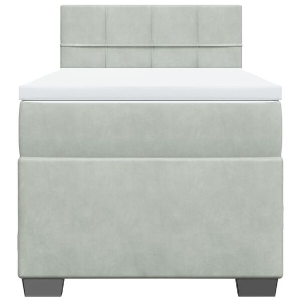 vidaXL kontinentaalvoodi madratsiga, helehall, 100x200 cm, samet