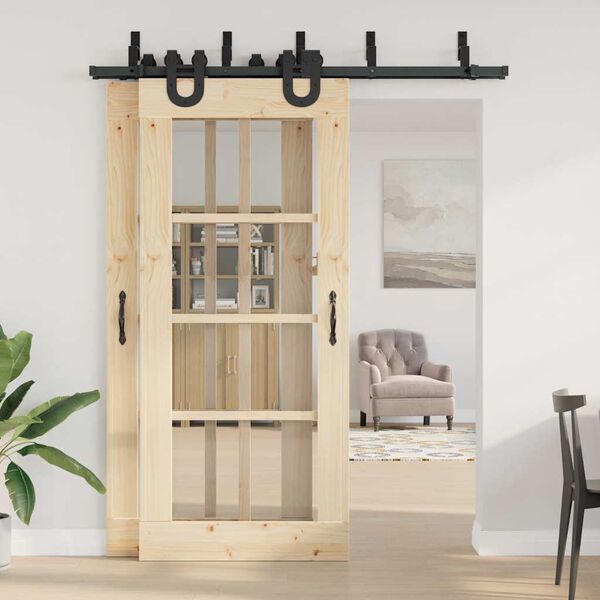 vidaXL liugukse tarvikute komplekt 183 cm terasest, must