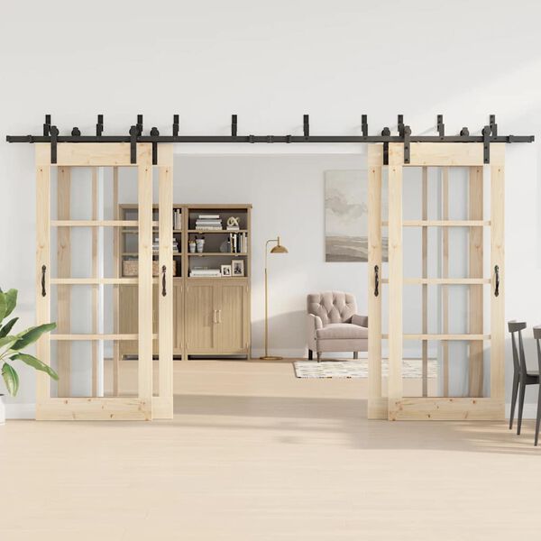 vidaXL liugukse tarvikute komplekt 400 cm terasest, must