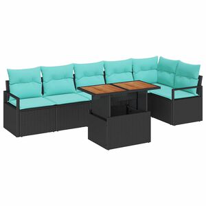 vidaXL Aia s&ouml;&ouml;gilaudade komplekt padjaga 7 pcs Must ja Sinakasroheline