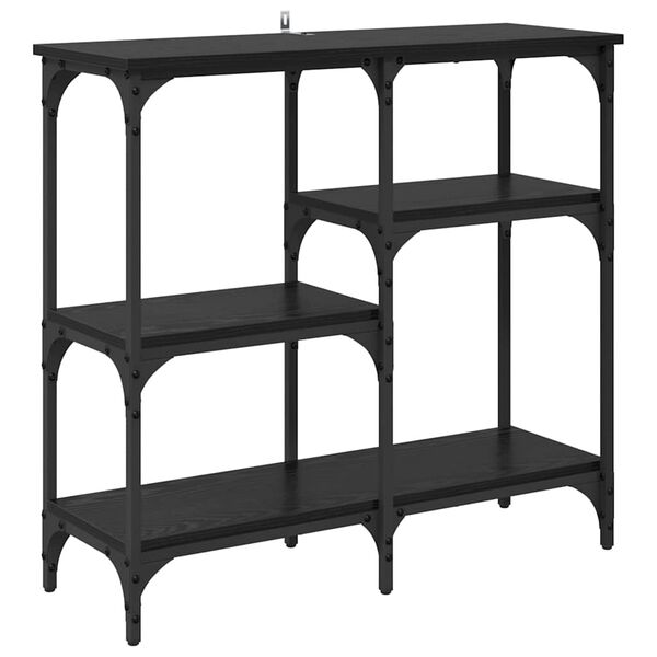 vidaXL Konsoollaud riiuliga Must tamm 80 x 29 x 75 cm Tehispuit