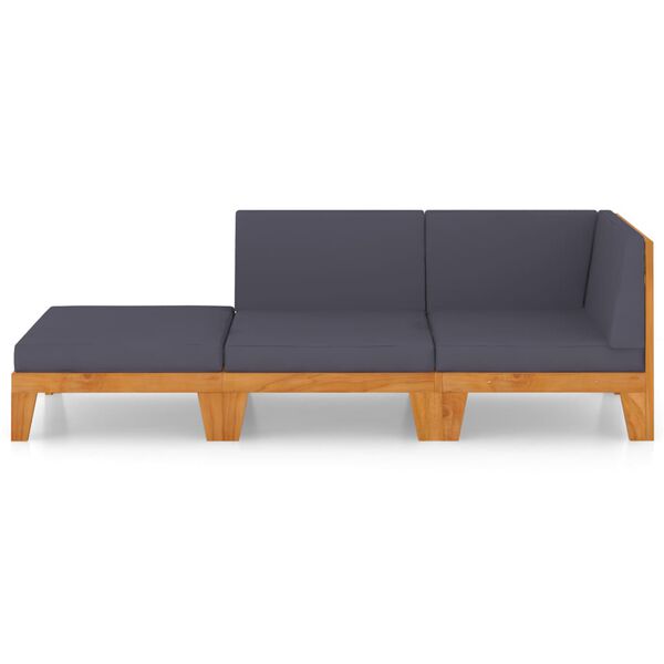 vidaXL 3-osaline aiadiivani komplekt patjadega, akaatsiapuit