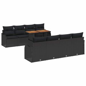 vidaXL Aia Diivanikomplekt ladustamisega 9 pcs Must Pol&uuml;rooster