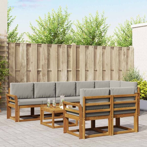 vidaXL V&auml;li diivanikomplekt padjaga 9 pcs Looduslik ja Hele Hall