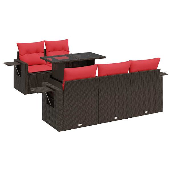 vidaXL 6-osaline aiadiivani komplekt patjadega, pruun, rotang/akaatsia