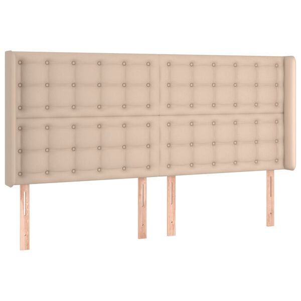 vidaXL LED-voodipeats, Cappuccino, 163x16x118/128 cm, kunstnahk