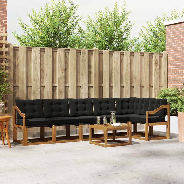 vidaXL V&auml;li diivanikomplekt padjaga 7 pcs Looduslik ja must