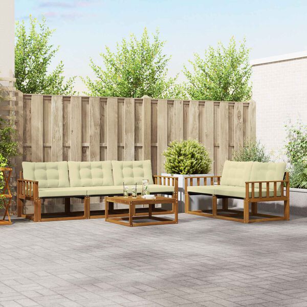 vidaXL V&auml;li diivanikomplekt padjaga 6 pcs Looduslik ja kreem